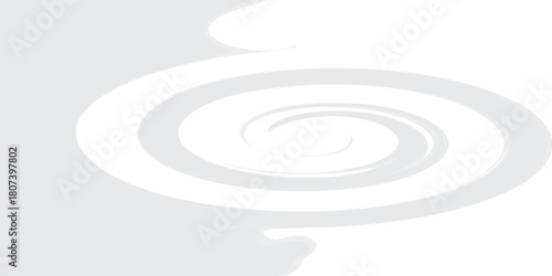 Abstract close-up of white water ripples, gray concentric circles radiating out from a central point, vector illustration.