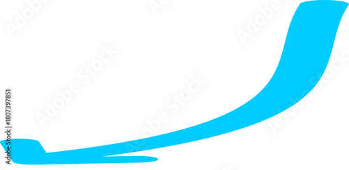 Abstract cyan blue swoosh curving upwards on a white background, symbolizing growth and progress.