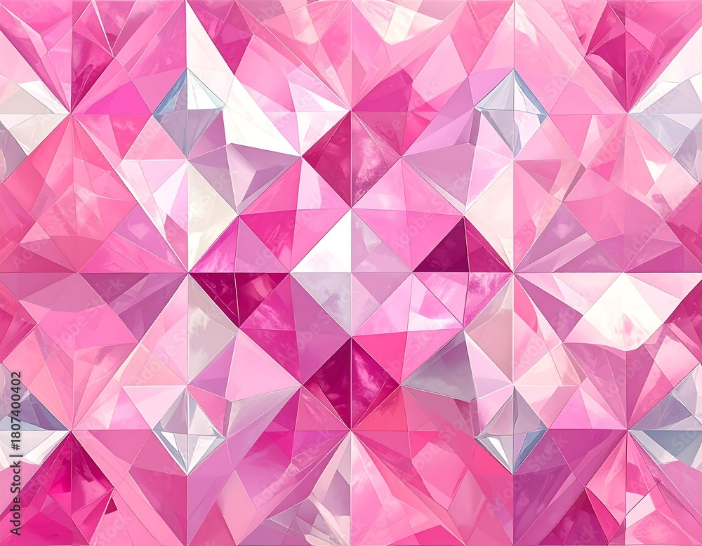 Obraz premium Geometric pink gemstone facets reflect light creating a dazzling background.