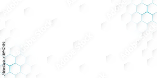 Subtle white and teal hexagonal pattern with soft shadows creating a modern geometric design.