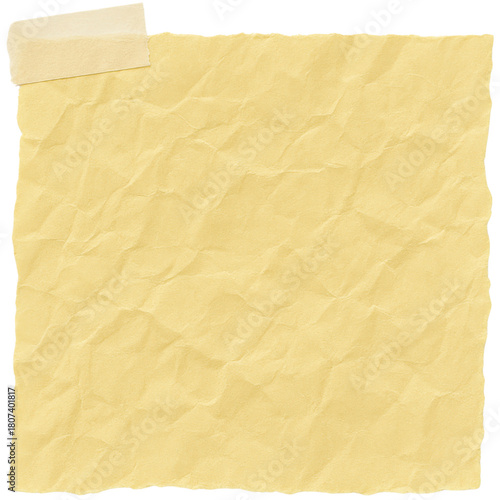Golden yellow wrinkled paper with masking tape