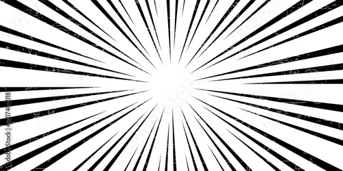 Diagonal speed lines background. Comic book explosion wallpaper. Abstract black and white radial line frame design. Manga or anime cartoon sunburst. Pop art light beams or rays effect. Vector backdrop