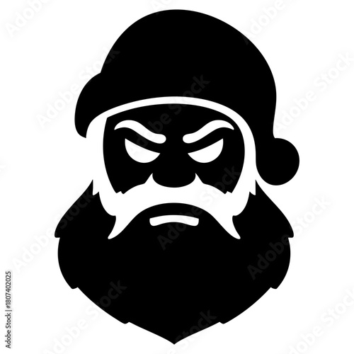 Grumpy Santa Claus Face Solid Illustration