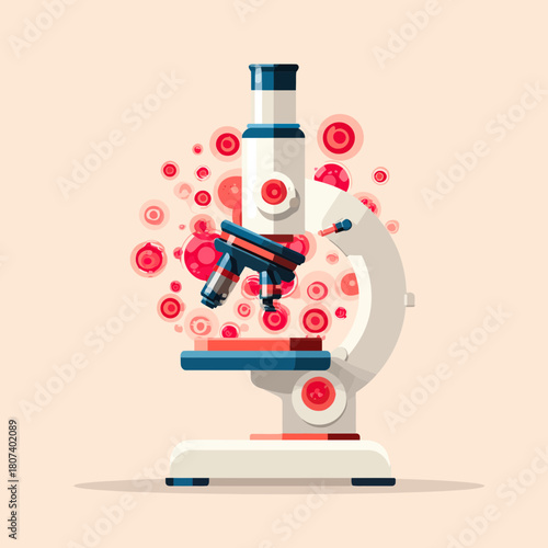 A microscope observing cells in a science laboratory environment