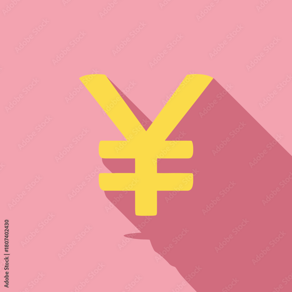 Obraz premium A Yellow Yen Currency Symbol with a Pink Background