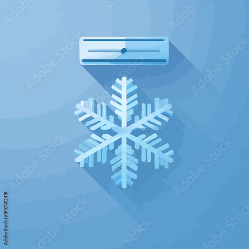 Air Conditioner and Snowflake on Blue Vector Illustration