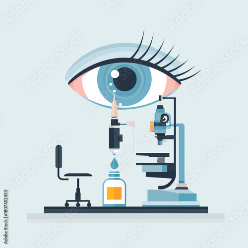 An eye undergoing an examination with medical equipment