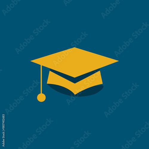 Flat illustration of a graduation cap with open book symbol