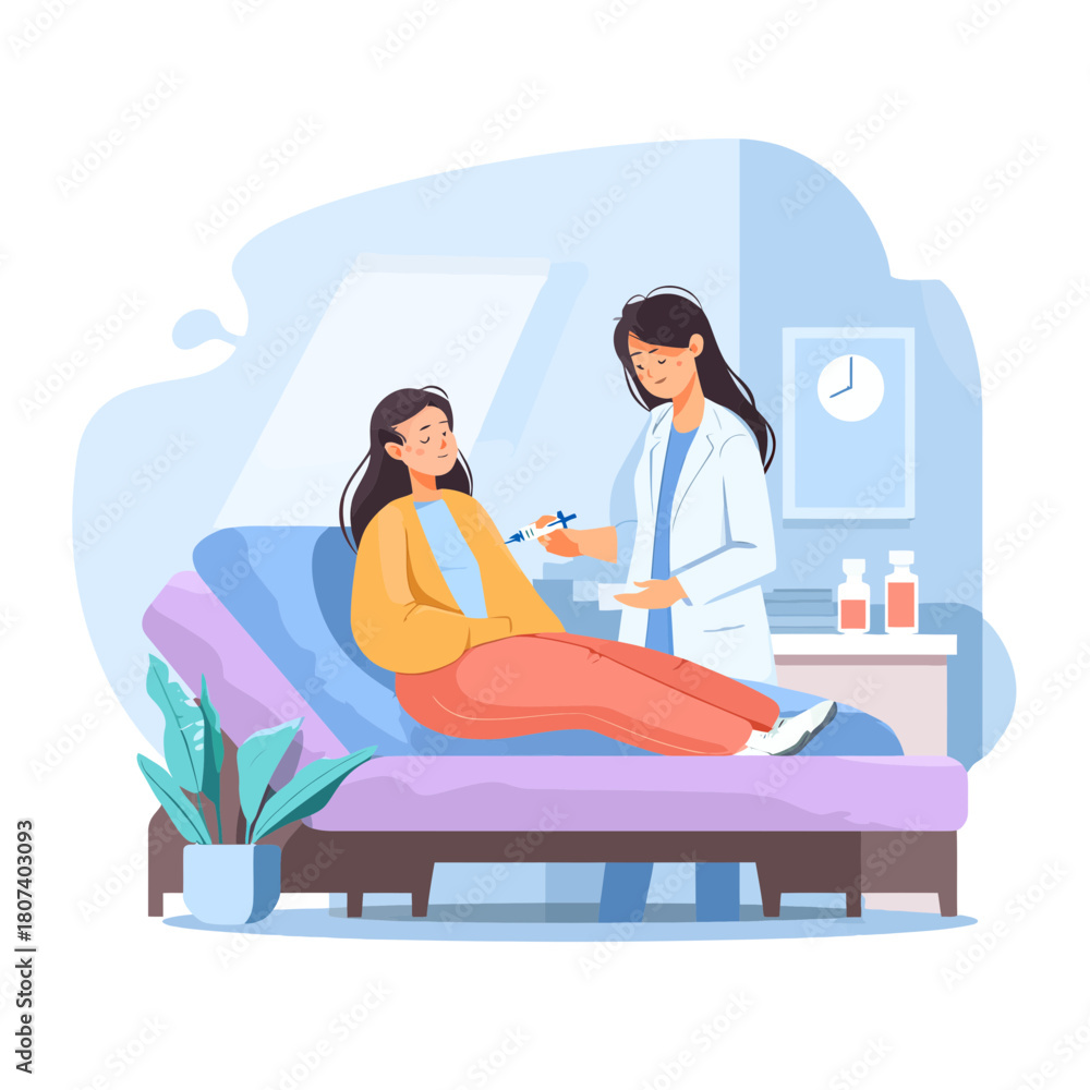 Obraz premium Nurse administering an injection to a patient in a medical setting