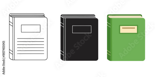 Three styles vector set line art, silhouette and color version three variations of a wooden storage chest, showcasing a simple design with a hinged lid and a small handle