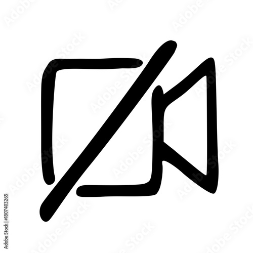 No camera off video recording icon doodle vector
