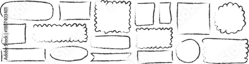 Collection of hand drawn rough sketch borders and frames