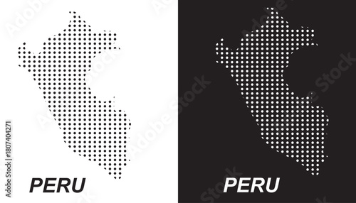 Peru Dotted Map, Halftone Style Modern Digital Outline of South American Country Vector EPS
