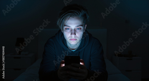 Distressed Person Checking Phone Screen Late at Night