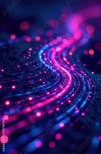 Neon Data Flow Lines in Futuristic Abstract Space