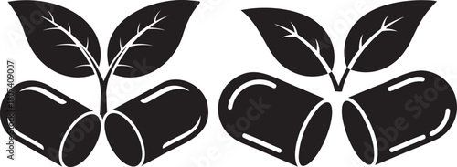 Two pairs of seedlings growing silhouette