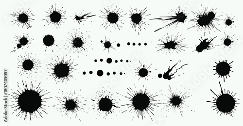 Monochrome Ink Splash Collection Vector Set for Creative Graphic Design Projects