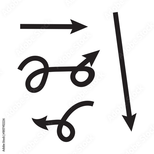 Assortment of black directional arrows pointing various ways