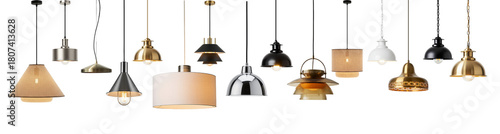 Hanging lamps set collection,  Light bulbs. Transparent background
