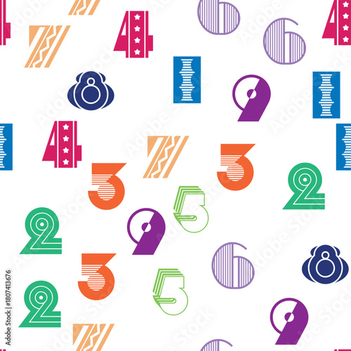 Seamless pattern with beautiful numbers. Algebra and geometry, calculations.