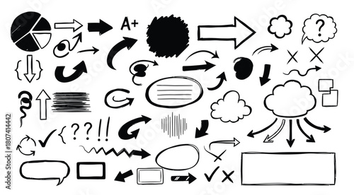 set of doodle arrows