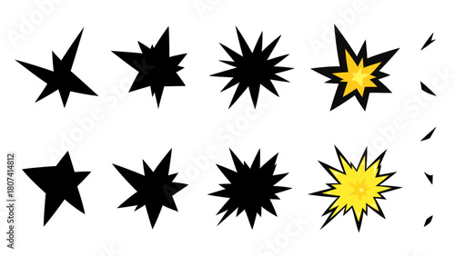 ギザギザの衝撃のエフェクトのイラスト素材セット