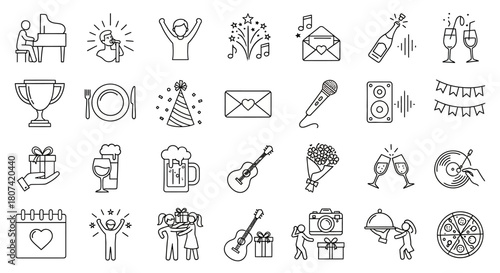 Celebration and Party Icons A Versatile Collection for Festive Occasions