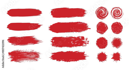 Versatile Collection of Abstract Red Brush Strokes, Smears, and Textured Splatters for Artistic Design Projects and Creative Graphic Elements