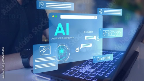 Chat with Ai concept,  generating text, image using artificial intelligence technology, Smart assistant, Chat AI