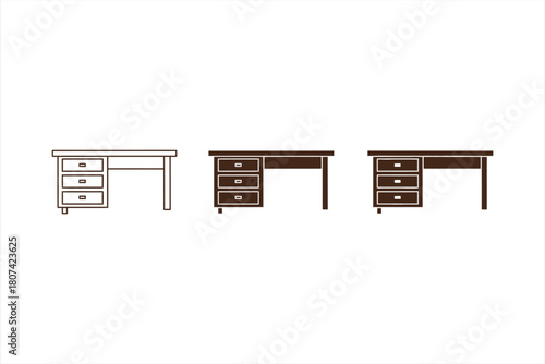 Simple Office Desk Icon Set