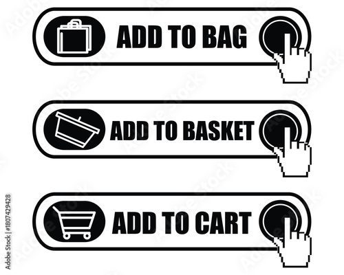 Button for add to cart, bag and basket 