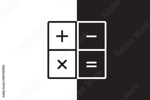 calculator graphic quadrant layout with arithmetic symbols plus minus multiply equals