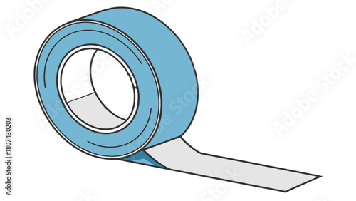 "A clear, high-resolution studio shot of a single roll of bright blue electrical tape. The tape is wrapped around a white cardboard core, and a short segment of the tape is unrolled and extending down