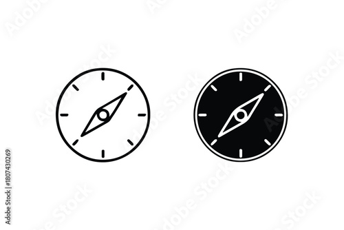 compass wayfinding symbol dual contrast black outline white inverse icon