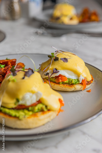 eggs benny variety on plates