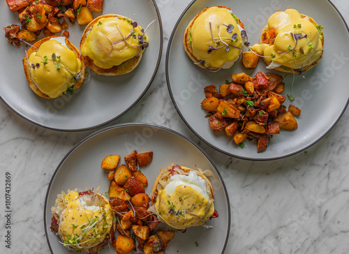 eggs benny variety on plates