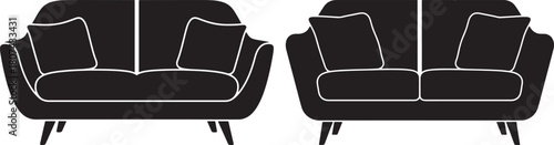 Two black sofas silhouette