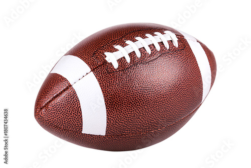 Foto American football with white stripes isolated on transparent background for spor