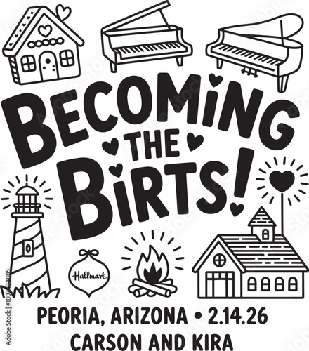 Becoming the Birts Playful Wedding Graphic