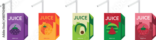 Set of Fruit Juice Boxes with Straw
