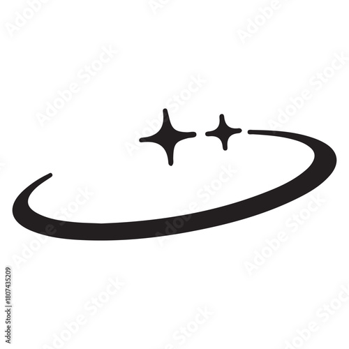 Stylized Black Stars and Curved Path on White Background