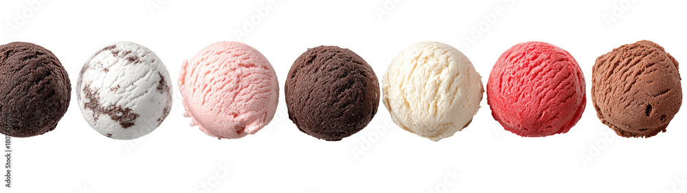 Fototapeta premium Assorted ice cream scoops in a row
