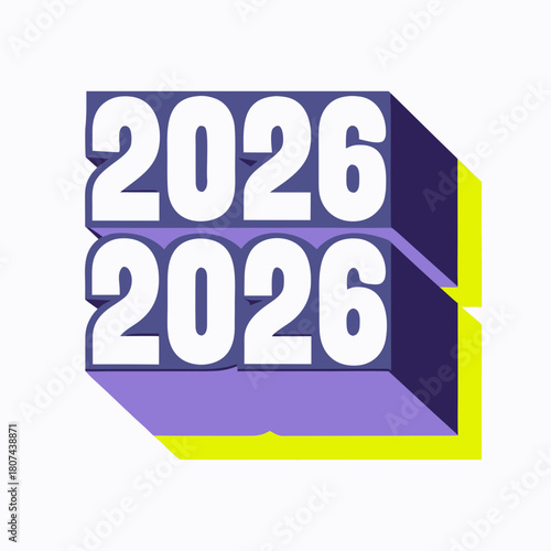 Vibrant 2026 logo design isolated on, showcasing a modern and eyecatching design, perfect for branding and marketing materials, with a playful aesthetic
