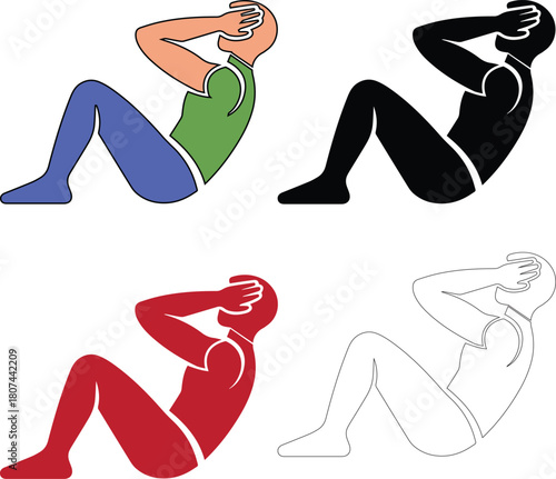 sit up exercise vector icon