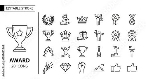 Collection of Award Icons Success, Achievement, and Recognition Symbols
