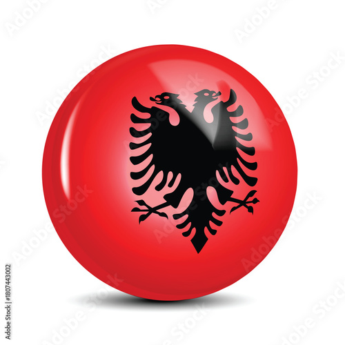 Albania National Flag Sphere Icon 3D Vector Illustration