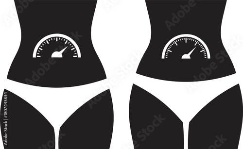 Female body silhouette with weight scale silhouette