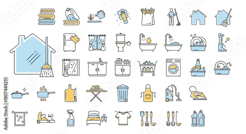 Comprehensive Set of Cleaning Icons A Vector Illustration Collection for Home and Hygiene