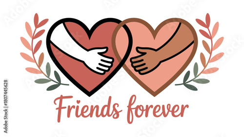 Two hearts embrace with outstretched arms, symbolizing friendship and connection.