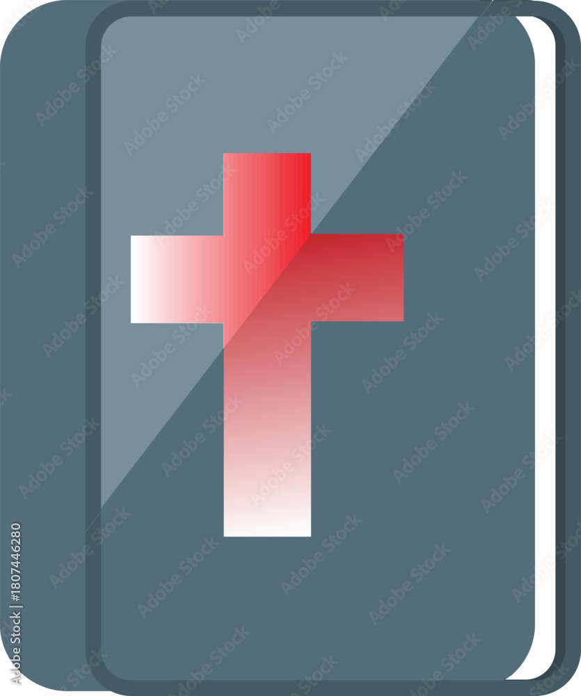 Fototapeta premium Holy Bible or Christian Book with cross vector icon